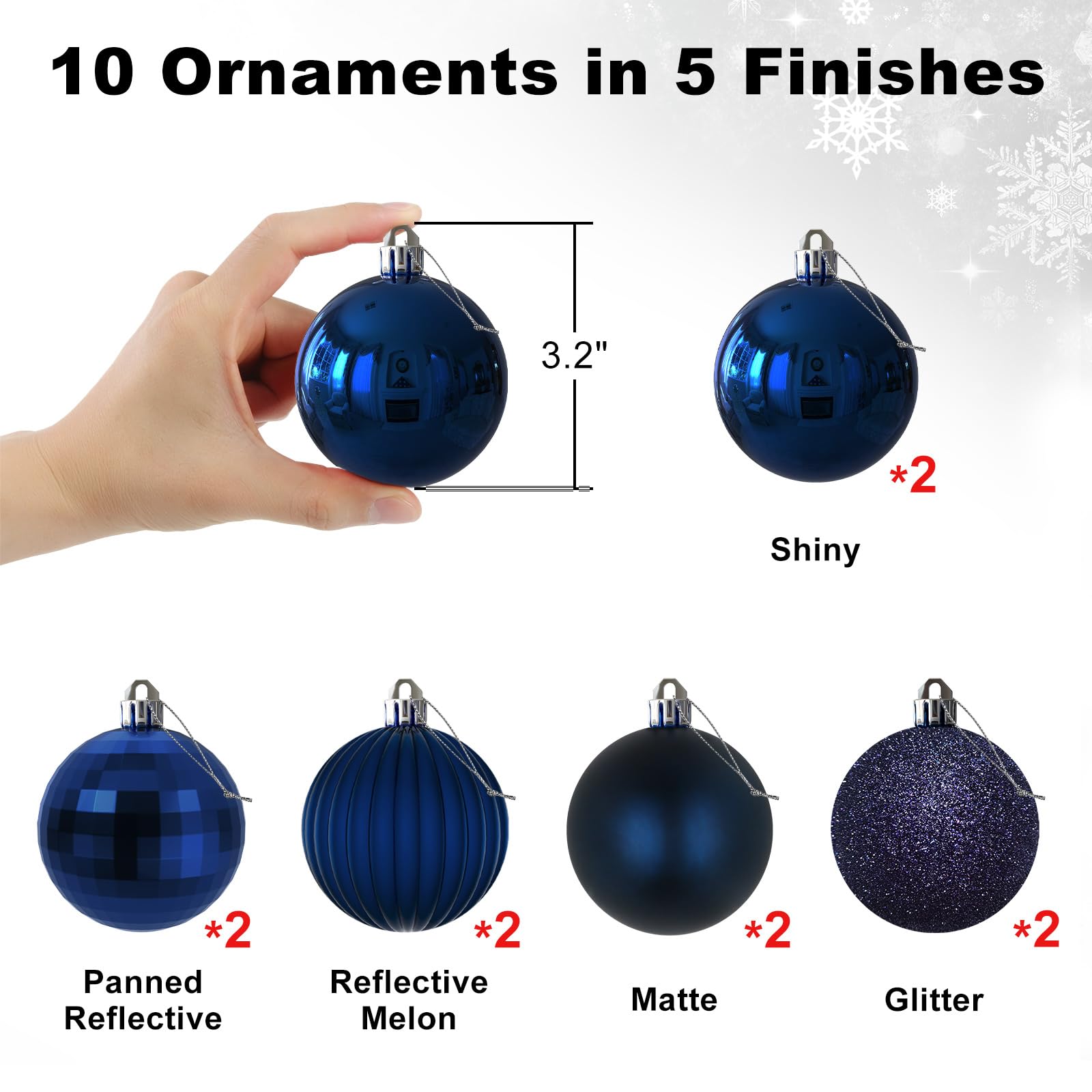 Amazon.co.jp: ネイビーブルー 3.2インチ Lサイズ クリスマスボール